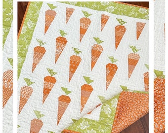 Quilt Pattern, Carrot Patch, Cottage Decor, Fat Eighth Friendly, Quilted Wall Hanging, Lap Quilt, Carrots, The Pattern Basket, PATTERN ONLY
