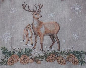 Counted Cross Stitch Pattern, Il Silenzio Dell'Inverno, Silence Of Winter, Deer, Pines, Winter Decor, Serenita di campagna, PATTERN ONLY