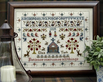 Counted Cross Stitch Pattern, Patience Sampler, Reproduction Sampler, Antique Reproduction, Brenda Keyes, The Sampler Company, PATTERN ONLY