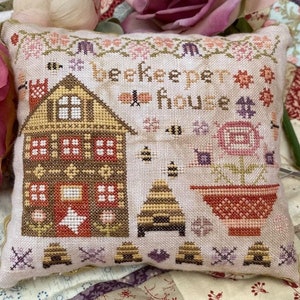 Counted Cross Stitch Pattern, Beekeeper House, Wisteria Lane, Pinkeep