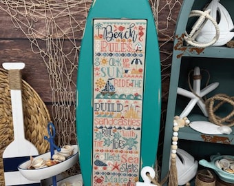 Counted Cross Stitch Pattern, Beach Rules, Pin Keep, Beach Signs, Beach Decor, Primrose Cottage Stitches, PATTERN ONLY