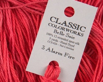 Belle Soie, 3 Alarm Fire, Classic Colorworks, 5 YARD Skein, Hand Dyed Silk, Embroidery Silk, Counted Cross Stitch, Hand Embroidery Thread