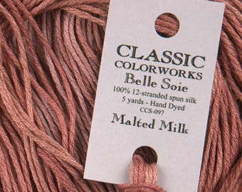 Belle Soie, Malted Milk, Classic Colorworks, 5 YARD Skein, Hand Dyed Silk, Embroidery Silk, Counted Cross Stitch, Embroidery Thread