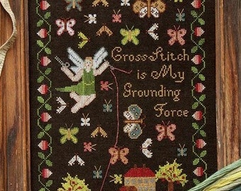 Counted Cross Stitch Pattern, Grounding Force, Inspirational, Sampler, Angel, Butterflies, Heartstring Samplery, PATTERN ONLY