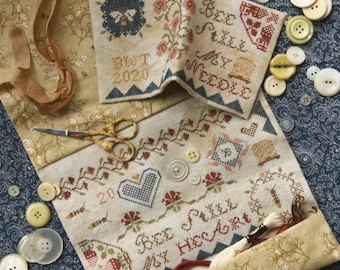 Counted Cross Stitch Pattern, Bee Still My Heart, Needlebook, Sewing Roll, Collaboration, Heartstring Samplery, PATTERN ONLY