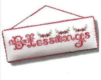 Counted Cross Stitch Pattern, Blessings, Christmas Decor, Inspirational, Pillow Ornament, Christmas Ornament, JBW Designs, PATTERN ONLY