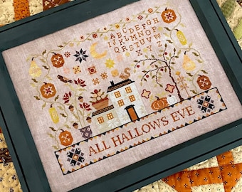 Counted Cross Stitch, All Hallows Eve, Pumpkins, Fall Decor, Halloween, Emily Pengelly, Blueberry Ridge Design, PATTERN ONLY