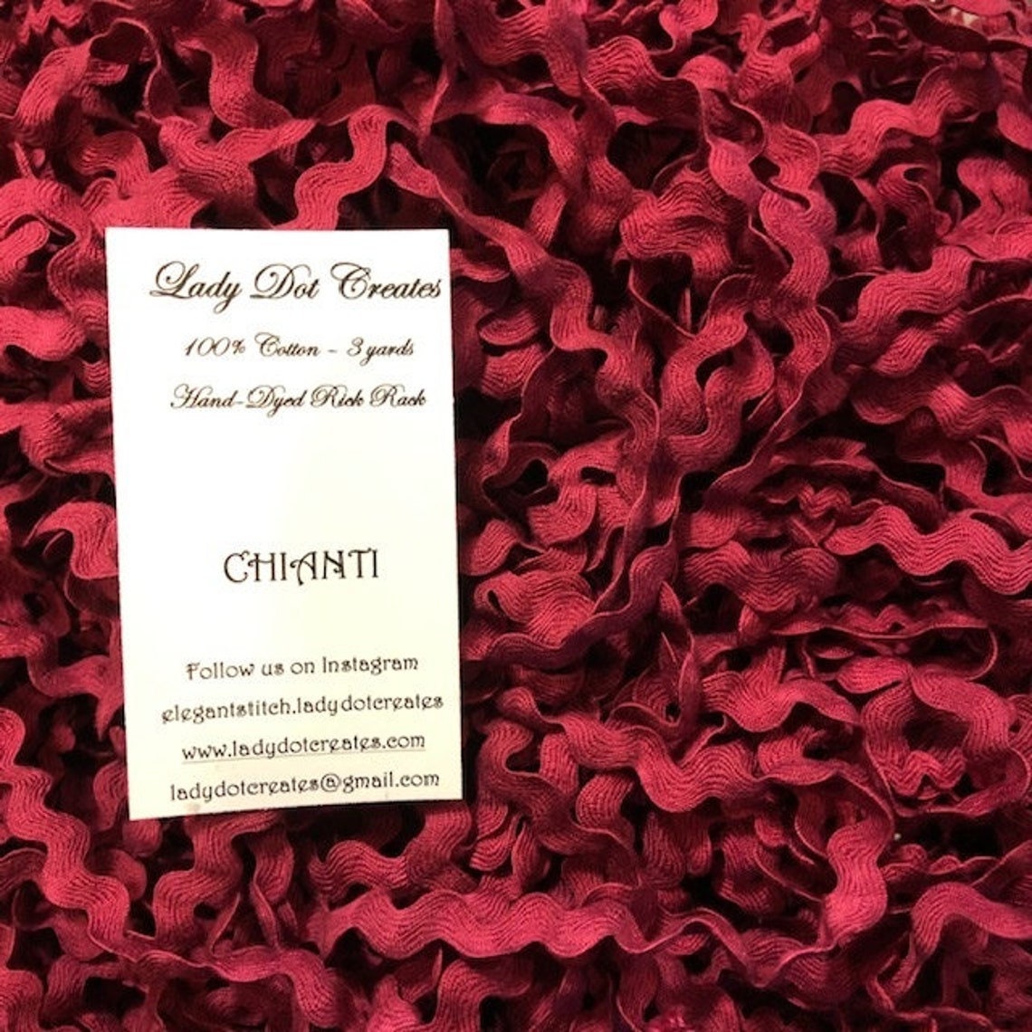 Rick Rack Trim, Chianti, Lady Dot Creates, Hand Dyed Rick Rack, Cotton Rick  Rack Trim, Sewing Notion, Sewing Accessory, Sewing Trim