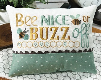 Counted Cross Stitch Pattern, Bee Nice, Beehive, Garden Decor, Bees, Honeycomb, Primrose Cottage Stitches, PATTERN ONLY