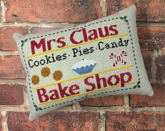 Counted Cross Stitch Pattern, Mrs. Claus Bake Shop, North Pole Shops Series, Pillow Ornaments, Pies, Needle Bling Designs, PATTERN ONLY