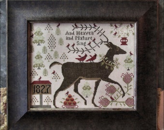 Counted Cross Stitch Pattern, And Heaven and Nature Sing, Reindeer, Cardinals, Christmas Hymn, Inspirational, Kathy Barrick, PATTERN ONLY