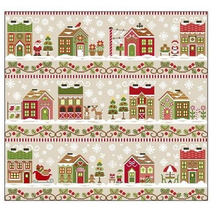 Counted Cross Stitch, Santa&#39;s Village, Santa, Poinsettia, Reindeer, Christmas Decor, Country Cottage Needleworks, PATTERN & BUTTON ONLY