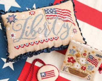 Counted Cross Stitch Pattern, Liberty Trio, Patriotic, American Flag, Americana, Patriotic Decor, House of Stitch & Stash, PATTERN ONLY
