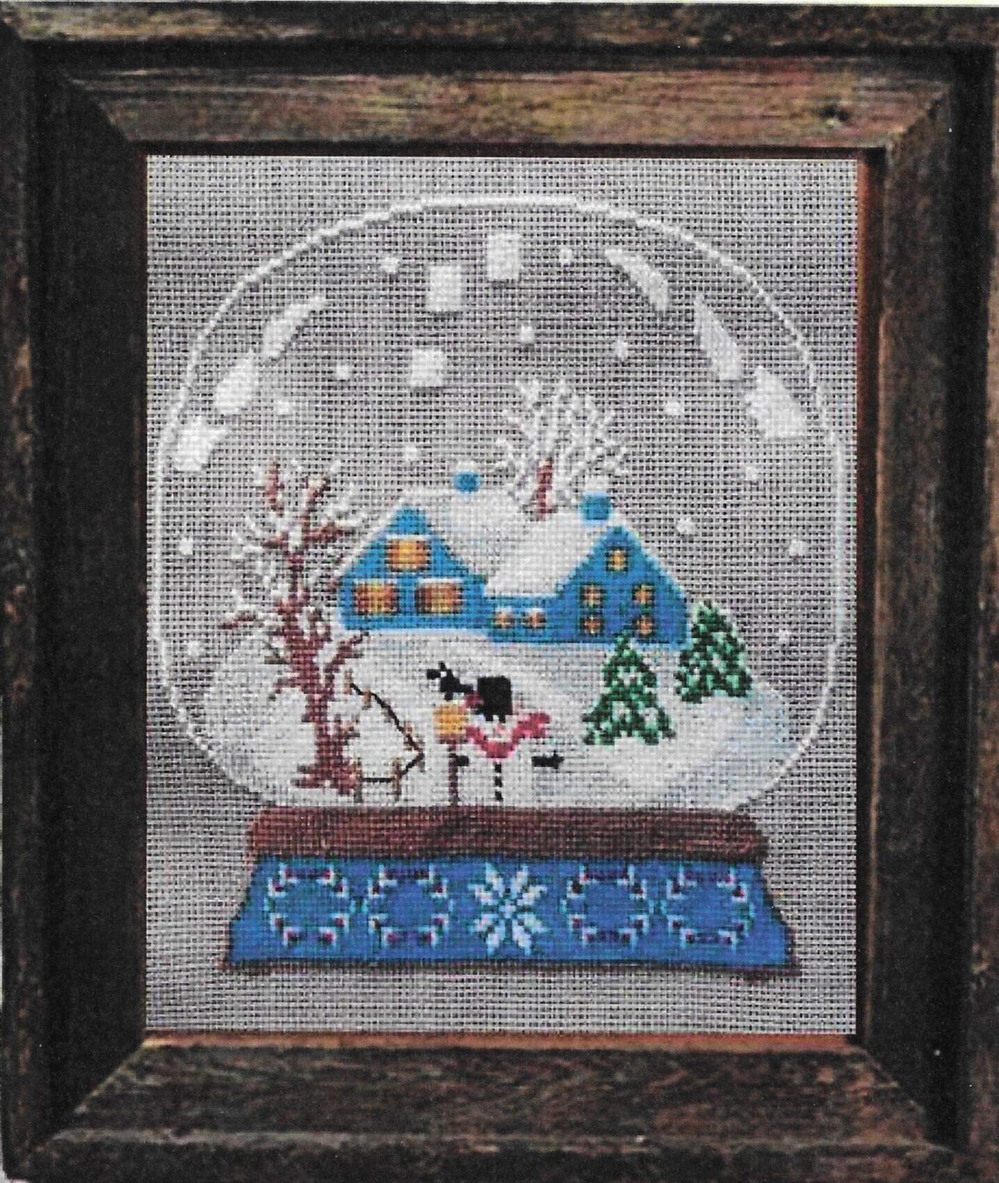 Unfinshed Wood Snow Globe Cross Stitch Display - Paisleys and