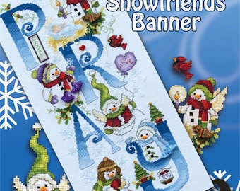 Counted Cross Stitch Pattern, Pray Snowfriends Banner, Baby Jesus, Cardinal, Rabbit, Christmas Decor, Snowflakes, Stoney Creek, PATTERN ONLY