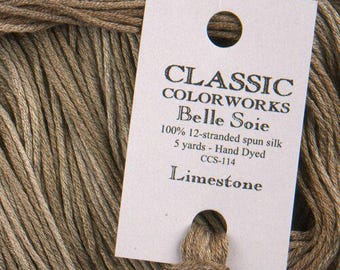 Belle Soie, Limestone, Classic Colorworks, 5 YARD Skein, Hand Dyed Silk, Embroidery Silk, Counted Cross Stitch, Hand Embroidery Thread