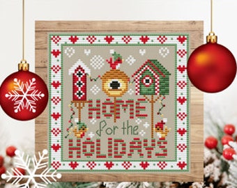 Counted Cross Stitch, Home for the Holidays, Christmas Decor, Pillow, Snowflakes, Winter Decor, Shannon Christine Designs, PATTERN ONLY