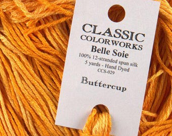 Belle Soie, Buttercup, Classic Colorworks, 5 YARD Skein, Hand Dyed Silk, Embroidery Silk, Counted Cross Stitch, Embroidery Thread