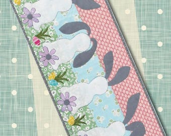 Quilt Pattern, Easter Bunnies Runner, Applique Wallhanging, Table Runner, Spring Decor, Flowers, Easter Eggs, Patch Abilities, PATTERN ONLY