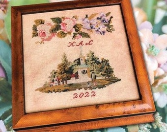 Counted Cross Stitch Pattern, New England Chapel, Reproduction Antique Sampler, Berlin Work Sampler, Cross Stitch Antiques, PATTERN ONLY