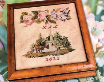 Counted Cross Stitch Pattern, New England Chapel, Reproduction Antique Sampler, Berlin Work Sampler, Cross Stitch Antiques, PATTERN ONLY