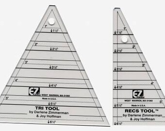 Quilt Ruler, EZ Quilting, Tri Recs Triangle Rulers, Acrylic Ruler, Quilt Accessory, Sewing Ruler, Simplicity, Darlene Zimmerman, Joy Hoffman