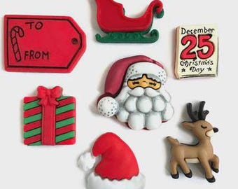 Santa's on his Way, Christmas Collections, Embellishment, Shank Buttons, Santa, Stockings, Sleigh, Rudolph, Buttons Galore & More, 4815