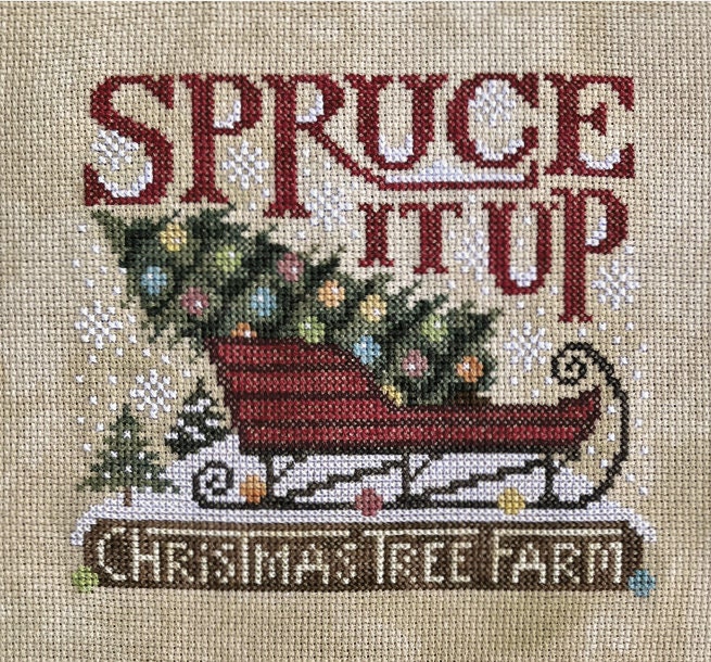 Counted Cross Stitch, Spruce It Up, Tuck Pillow, Christmas Decor, Sleigh,  Snow, Diane Randall, Silver Creek Designs, PATTERN ONLY