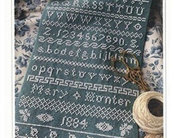 Counted Cross Stitch Pattern, Mary Hunter 1884, Alphabet Band Sampler, Leaf Motifs, Schoolgirl Sampler, The Elegant Thread, PATTERN ONLY
