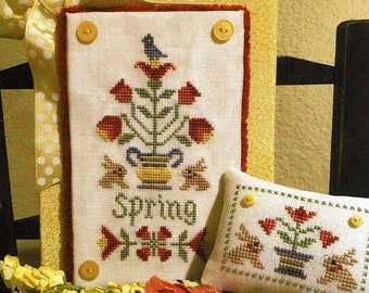 Counted Cross Stitch Pattern, Spring Topiary, Spring Flowers, Spring Decor, Cottage Chic, Garden Decor, Scissor Tail Designs, PATTERN ONLY