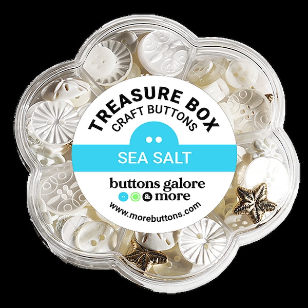 Sea Salt, Treasure Box, Specialty Buttons, White Buttons, Craft Buttons, Shank Buttons, Decorative Buttons, Buttons Galore & More