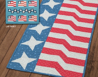 Quilt Pattern, Star Spangled, Quilted Wall Hanging, Table Runner, Lap Quilt, Patriotic, American Flag, Atkinson Designs, PATTERN ONLY