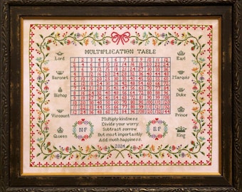Counted Cross Stitch Pattern, Multiply Kindness, Multiplication Sampler, Primitive Decor, Hands Across the Sea, PATTERN ONLY