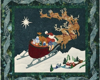 Quilt KIT, To All a Good Night, Christmas Wallhanging, Santa, Reindeer, Pine Needles, McKenna Ryan, Hoffman California, KIT & Embellishments