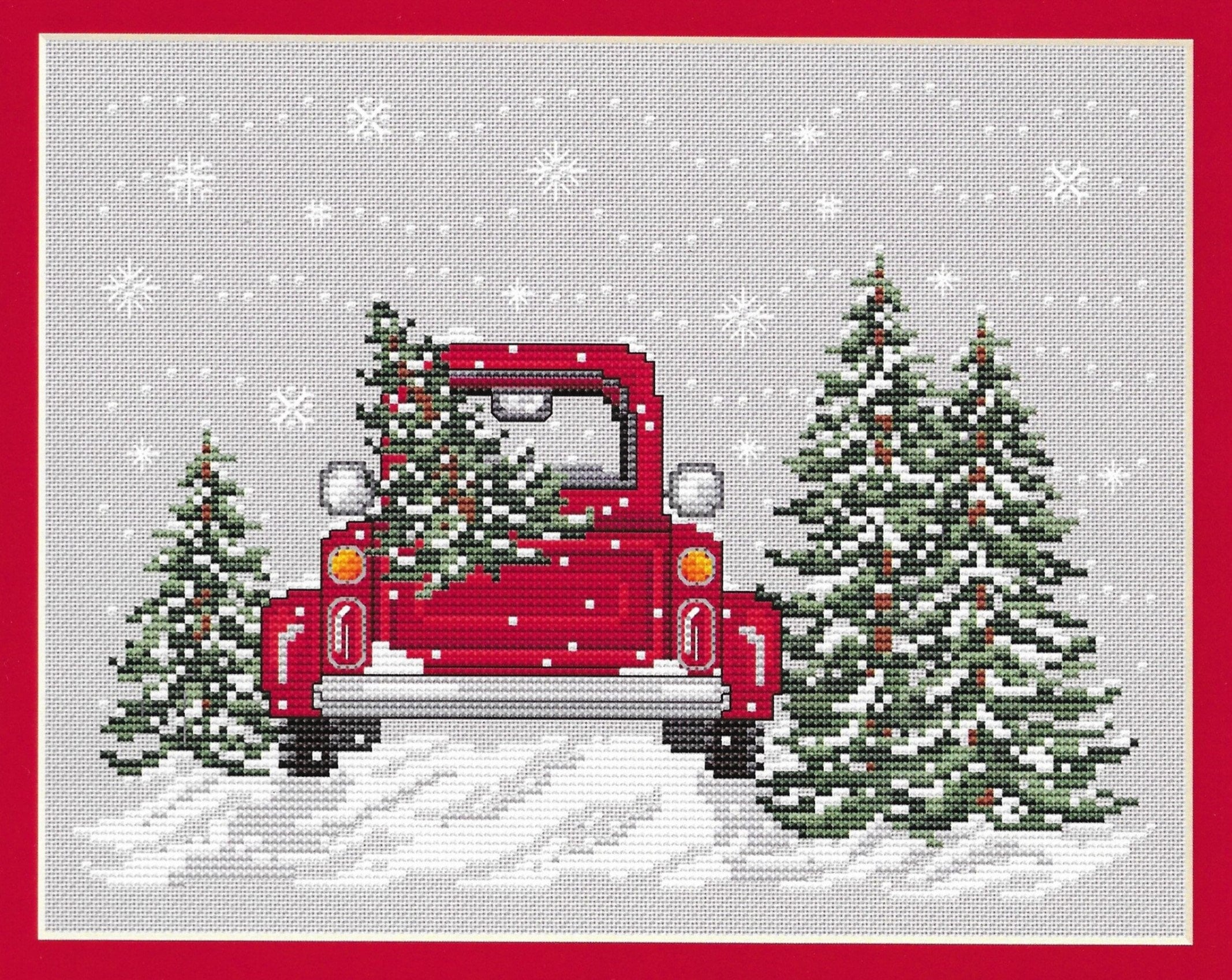 Counted Cross Stitch Pattern Bringing Home The Tree Christmas Decor Winter Pick Up Truck Evergreen Sue Hillis Designs Pattern Only
