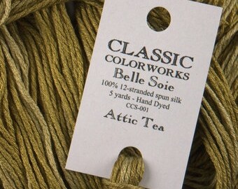 Belle Soie, Attic Tea, Classic Colorworks, 5 YARD Skein, Hand Dyed Silk, Embroidery Silk, Counted Cross Stitch, Hand Embroidery Thread