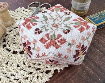 Counted Cross Stitch Pattern, Orchids in Bloom,  Pillow Ornament, Bowl Filler, Pin Cushion, Needle & Moss, PATTERN ONLY