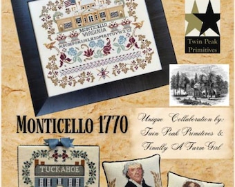 Cross Stitch Pattern, Monticello 1770, Presidential Homes, Patriotic Decor, Americana, Finally a Farmgirl, PATTERN ONLY