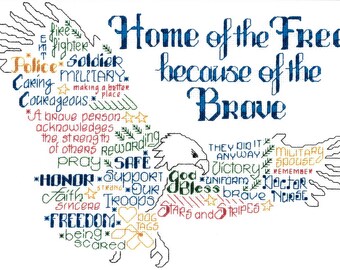 Counted Cross Stitch Pattern, Let's Be Brave, Americana Decor, Patriotic Decor, Imaginating, Ursula Michael, PATTERN or KIT ONLY