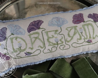 Cross Stitch Pattern, Dream, Language of Flowers, Poppies, Inspirational, Ornament, Pillow Tuck, The Blue Flower, PATTERN ONLY