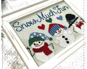 Counted Cross Stitch Pattern, Snow Much Fun, Winter Decor, Hearts, Pillow Ornament, Bowl Filler, Country Chic, Anabella's, PATTERN ONLY