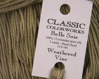 Belle Soie, Weathered Vine, Classic Colorworks, 5 YARD Skein, Hand Dyed Silk, Embroidery Silk, Counted Cross Stitch, Hand Embroidery Thread