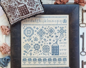 Counted Cross Stitch Pattern, Quaker Gardens, Quaker Sampler, Pillow Ornament, Quaker Motif, Hello From Liz Mathews, PATTERN ONLY