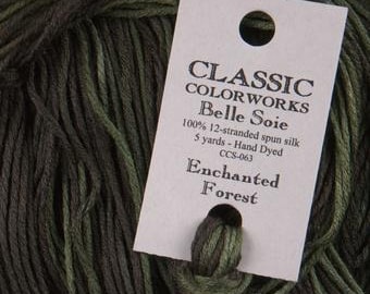 Belle Soie, Enchanted Forest, Classic Colorwork, 5 YARD Skein, Hand Dyed Silk, Embroidery Silk, Counted Cross Stitch, Hand Embroidery Thread