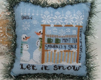 Counted Cross Stitch Pattern, Let It Snow, Winter Decor, Cottage Chic, Roadside Stand Series, KiraLyn's Needlearts, PATTERN ONLY