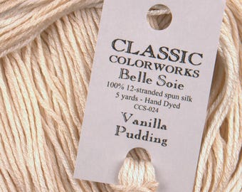 Belle Soie, Vanilla Pudding, Classic Colorworks, 5 YARD Skein, Hand Dyed Silk, Embroidery Silk, Counted Cross Stitch, Embroidery Thread