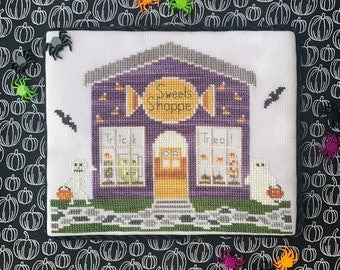 Counted Cross Stitch, Sweets Shoppe, Spooky Hollow Series, Halloween Decor, Treats, Ghost, Cottage Chic, Little Stitch Girl, PATTERN ONLY