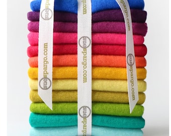 Sue Spargo Wool, Wool Bundle, Solid Wool, Felted Wool, Fat 1/16th Wool Packs, Overdyed Wool, Wool Applique, Felted Pack, Sue Spargo