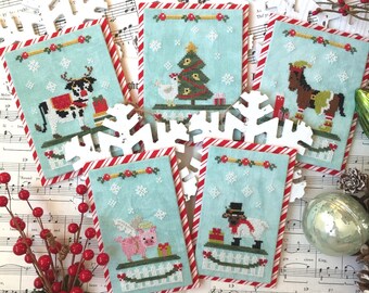 Counted Cross Stitch, Holiday Hoedown, Ornaments, Farm Animals, Pig, Chicken, Cow, Ram, Horse, Petal Pusher,  PATTERN ONLY