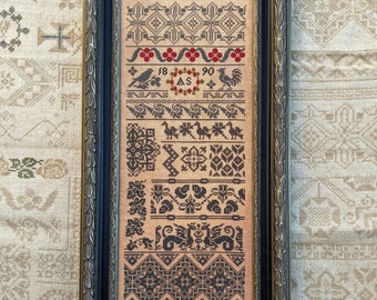 Counted Cross Stitch Pattern, A S Sampler 2 , Adaptation Sampler, Antique Sampler, Band Sampler,Lila's Studio, PATTERN ONLY